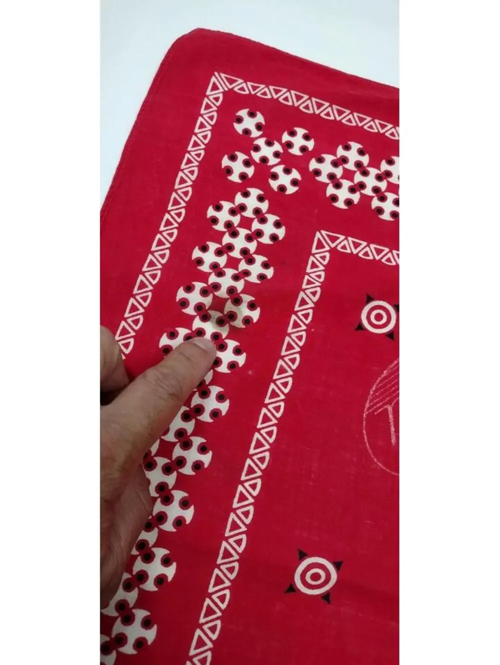 1930s Art Deco 40s Red Cotton Bandana Vanderbilt Railroad NY Central FAST COLOR